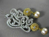 ANTIQUE MASSIVE 2.90CT DIAMOND & PEARL 18K TWO TONE GOLD FILIGREE PENDANT BROOCH