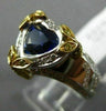 ESTATE LARGE 1.78CT DIAMOND & AAA SAPPHIRE 18K 2 TONE GOLD HEART ENGAGEMENT RING