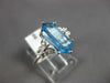 ESTATE 3.15CT DIAMOND & AAA BLUE TOPAZ 14KT WHITE GOLD HEXAGON & ROUND LOVE RING