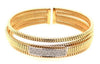 LARGE .74CT DIAMOND 18K WHITE YELLOW GOLD RECTANGULAR SNAKE CUFF BANGLE BRACELET