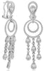 LARGE 3.17CT DIAMOND 18K WHITE GOLD 3D ROUND & BAGUETTE MULTI TEAR DROP EARRINGS