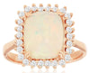 LARGE 3.25CT DIAMOND & AAA OPAL 14KT ROSE GOLD 3D CLASSIC SQUARE HALO FUN RING