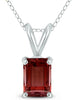 .85CT AAA GARNET 14KT WHITE GOLD CLASSIC EMERALD CUT SOLITAIRE FLOATING PENDANT