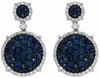 ESTATE 3.25CT DIAMOND & AAA SAPPHIRE 14KT WHITE GOLD 3D ROUND HANGING EARRINGS