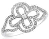 ESTATE .34CT DIAMOND 14KT WHITE GOLD 3D OPEN FOUR LEAF CLOVER FLOWER FUN RING