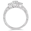 .90CT DIAMOND 14KT WHITE GOLD 3D CLASSIC ROUND 3 STONE FILIGREE ENGAGEMENT RING