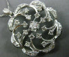 ANTIQUE LARGE 1.70CT OLD MINE DIAMOND 14KT WHITE GOLD FLOWER PIN PENDANT #23380