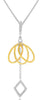 .12CT DIAMOND 14KT 2 TONE GOLD 3D MULTI OVAL GEOMETRICAL LARIAT FLOATING PENDANT