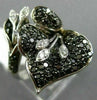 ESTATE LARGE 2.0CT BLACK & WHITE DIAMOND 14K WHITE & BLACK GOLD FLOWER LEAF RING