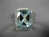 ESTATE 4.05CT DIAMOND & AAA AQUAMARINE 14KT WHITE GOLD 3D SQUARE ENGAGEMENT RING