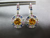2.10CT AAA ORANGE & MULTI COLOR SAPPHIRE 14KT WHITE GOLD HANGING EARRINGS #27215