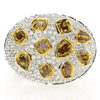 EXTRA LARGE 3.7CT WHITE & INTENSE FANCY YELLOW DIAMOND 18KT 2 TONE GOLD FUN RING