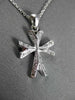 ANTIQUE SMALL .20CT DIAMOND 18KT WHITE GOLD 3 DIMENSIONAL CROSS PENDANT #22969