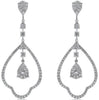 LARGE 1.49CT DIAMOND 14KT WHITE GOLD ROUND TEAR DROP CHANDELIER HANGING EARRINGS