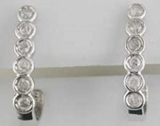 ESTATE .5CT DIAMOND 14K WHITE GOLD CLASSIC ROUND BEZEL UMBRELLA HANGING EARRINGS