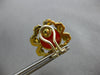 ESTATE LARGE AAA CORAL 18KT YELLOW GOLD 3D FLOWER FUN CLIP ON EARRINGS #28059