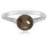 1.79CT DIAMOND & AAA SMOKY QUARTZ 14KT WHITE GOLD 3D SHARED PRONG SOLITAIRE RING