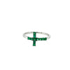 ESTATE .23CT AAA EMERALD 18KT WHITE GOLD 3D CLASSIC CROSS FUN RING