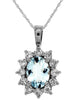 1.73CT DIAMOND & AAA AQUAMARINE 14KT WHITE GOLD 3D OVAL & ROUND FLOATING PENDANT