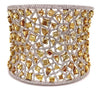 EXTRA LARGE 29.17CT MULTI COLOR DIAMOND 18KT 2 TONE GOLD 3D CUFF BANGLE BRACELET