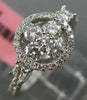 ESTATE .86CT ROUND & PRINCESS DIAMOND 18K WHITE GOLD 3D 5 STONE HALO FLOWER RING