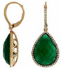 .35CT DIAMOND & AAA GREEN AGATE 14K ROSE GOLD 3D TEAR DROP HALO HANGING EARRINGS