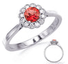 .84CT DIAMOND & AAA RUBY 14K WHITE GOLD ROUND 3D FILIGREE FLOWER ENGAGEMENT RING