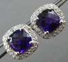 ESTATE 1.88CT DIAMOND & AAA AMETHYST 14KT WHITE GOLD SQUARE HALO STUD EARRINGS