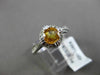 ANTIQUE .96CT DIAMOND & CITRINE 14KT WHITE GOLD HALO 3D FILIGREE ENGAGEMENT RING