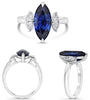 LARGE 4.76CT DIAMOND & AAA SAPPHIRE PLATINUM 3D MARQUISE CLASSIC 3 STONE RING