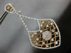 EXTRA LARGE 2.91CT DIAMOND 18K WHITE & ROSE GOLD FLOWER CLIP ON HANGING EARRINGS