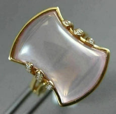 ESTATE LARGE 13.18CT DIAMOND & AAA PINK QUARTZ 18KT ROSE GOLD 3D 3 ROW FUN RING
