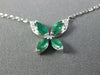 ESTATE .38CT DIAMOND & AAA EMERALD 14KT WHITE GOLD 3D BUTTERFLY LOVE NECKLACE