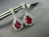 ESTATE 2.12CT DIAMOND & AAA RUBY 18K WHITE GOLD TEAR DROP ROUND HANGING EARRINGS