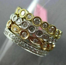 1.94CT DIAMOND 18KT TRI COLOR GOLD 3D ETERNITY FILIGREE MILGRAIN STACKABLE RING