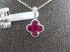 SMALL .78CT DIAMOND & AAA RUBY 18KT WHITE GOLD INVISIBLE 4 LEAF CLOVER PENDANT