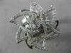 ESTATE LARGE 1.26CT ROUND DIAMOND 18K WHITE GOLD 3D CLASSIC FLOWER STAR FUN RING