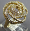 ESTATE LARGE 1.05CT DIAMOND 14KT YELLOW GOLD CLASSIC MULTI ROW FLOWER LOVE RING