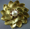 ANTIQUE LARGE .24CT GARNET & PEARL 14KT YELLOW GOLD FLOWER FILIGREE BROOCH 20413