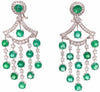 LARGE 10.85CT DIAMOND & AAA EMERALD 18KT WHITE GOLD FUN CLIP ON HANGING EARRINGS