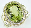 LARGE 12.1CT DIAMOND & AAA LEMON QUARTZ 14K YELLOW GOLD OVAL & ROUND SUMMER RING