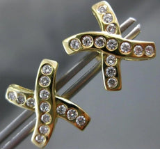 ESTATE .65CT DIAMOND 14KT YELLOW GOLD ETOILE "X" SHAPE PUSH BACK EARRINGS #5919