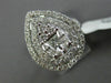 LARGE 18KT WHITE GOLD ENGAGEMENT RING. 3D CLUSTER PEAR SHAPE DOUBLE HALO DESIGN
