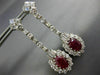 ANTIQUE EXTRA LARGE 10.10CT DIAMOND & AAA RUBY 18KT WHITE GOLD HANGING EARRINGS