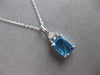 2.58CT DIAMOND & AAA BLUE TOPAZ 14KT WHITE GOLD 3D EMERALD CUT & ROUND PENDANT