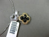 ESTATE .23CT DIAMOND & ONYX 14KT TWO TONE GOLD 3D DOUBLE FLOWER FLOATING PENDANT