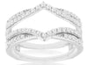 ESTATE .50CT DIAMOND 14K WHITE GOLD 2 ROW DOUBLE V SHAPE INSERT ANNIVERSARY RING