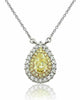 ESTATE 1.25CT WHITE & FANCY YELLOW DIAMOND 18KT 2 TONE GOLD DOUBLE HALO NECKLACE