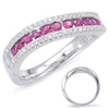 ESTATE .56CT DIAMOND & AAA RUBY 14KT WHITE GOLD 3D CLASSIC SWIRL FUN RING