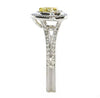 WIDE 1.01CT WHITE & FANCY YELLOW DIAMOND 18K 2 TONE GOLD 3D HALO ENGAGEMENT RING